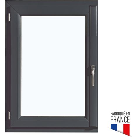 Fenêtre PVC 950x600mm gris anthracite – ouvrant à la française – dormant monobloc 120mm – vitrage granité – isolation thermique et acoustique