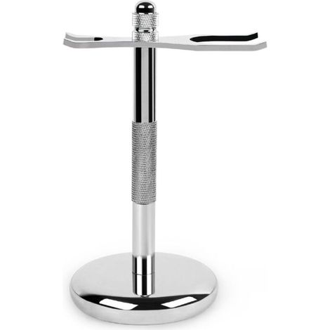 Halterung für Rasiermesser und Bartbürste aus hochglanzpoliertem Chrom – eleganter und robuster Halter, kompatibel mit allen Rasierzubehörteilen