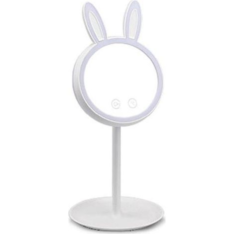 Miroir de maquillage de protection œil de lapin rotatif à 180° avec lampe de table LED et fonction lumière LED (1/5)