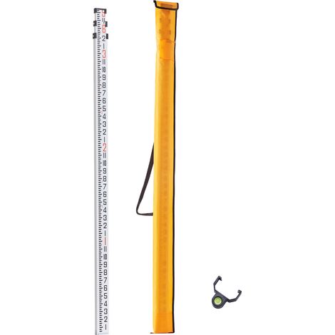 Mophorn Asta di grado in alluminio, asta di misurazione telescopica a 3 sezioni da 9 piedi, asta di livellamento in scala 1/8 in su a doppia faccia, asta di rilevamento in lega di alluminio. (1/5)