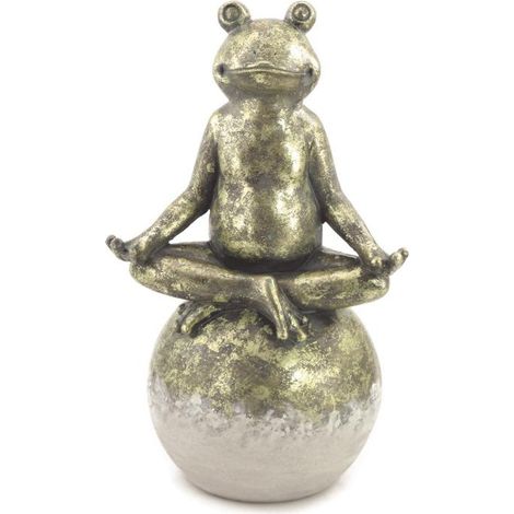 Goldbach Poly-Yogafrosch auf Kugel 24 x 19 x 40 cm, grün/gold