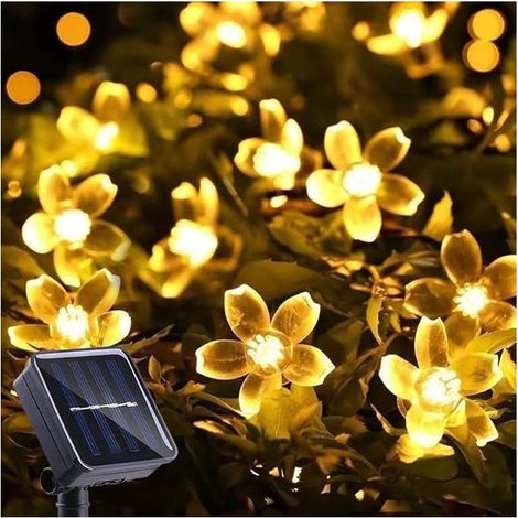 Guirlande Lumineuse Solaire Extérieure Chaîne Fleur Cerise Fée 50LED étanche Jardin Patio Noël Décoration Intérieure Blanc chaud (1/5)
