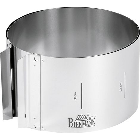 Cercle de pâtisserie - BIRKMANN - EASY BAKING - Acier - Indication de taille - Ø18-30, H 10 cm