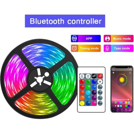 (Contrôleur Bluetooth 25 m) Bande LED USB flexible avec télécommande et application de contrôle (1/5)