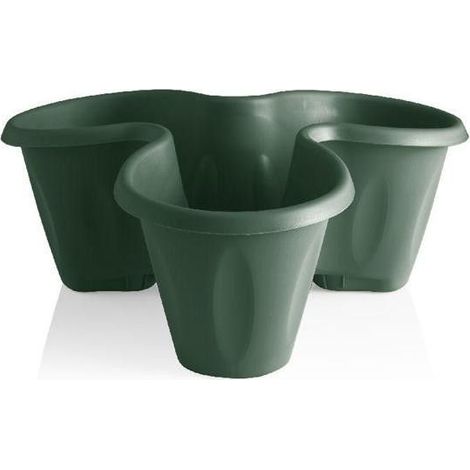 Ac-Deco – Pot de fleurs en polypropylène vert – Diamètre 40 cm – Forme trèfle – Résistant aux chocs et aux UV – Pour extérieur