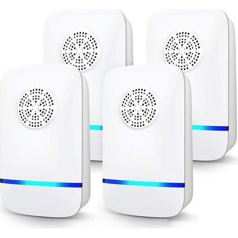 Ultraschall-Abwehrgerät 4er-Pack, elektrisches Ultraschall-Mückenabwehrgerät für Mäuse und Ratten, tragbares Mückenabwehrgerät für den Innenbereich gegen Mäuse, Nagetiere, Mücken, Kakerlaken und Spinn
