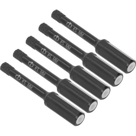Set 5 Forets Diamantés à Eau et Sec, Perceuse Carrelage et Verre, Scie Cloche Diamant pour Brique Marbre, Ø6mm, Ouverture Propre et Rapide (1/5)