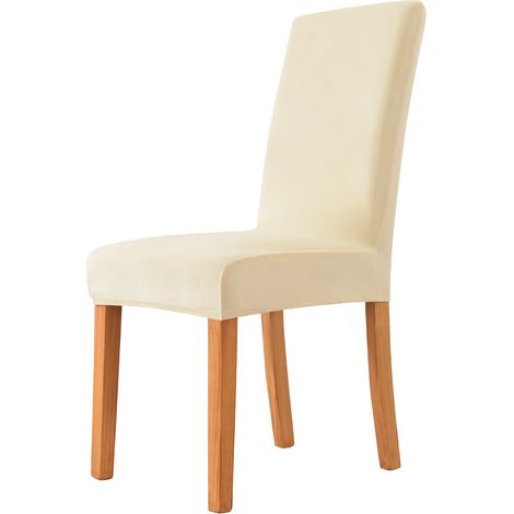 LaBlanc - Coprisedia in velluto elasticizzato, 4 pezzi, coprisedia universale per sala da pranzo, cucina e soggiorno, estremamente morbido e confortevole, beige