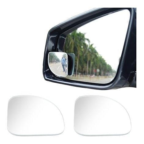 Miroir d'Angle Mort Voiture, Miroir Convexe HD Grand Angle Incurvé Sectoriel, Sans Cadre, Rotatif 360°, Fixation Stable, pour Voitures, Camions et SUV (1/5)