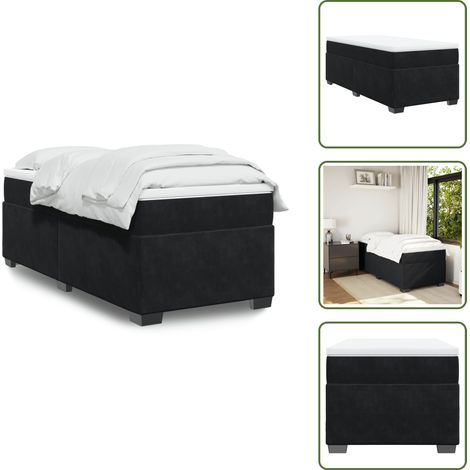 The Living Store Boxspringbett mit Matratze Schwarz 90x190 cm Samt - Samtbett - Boxspringbett - Doppelbett - Schlafzimmermöbel - Luxusbett (1/5)