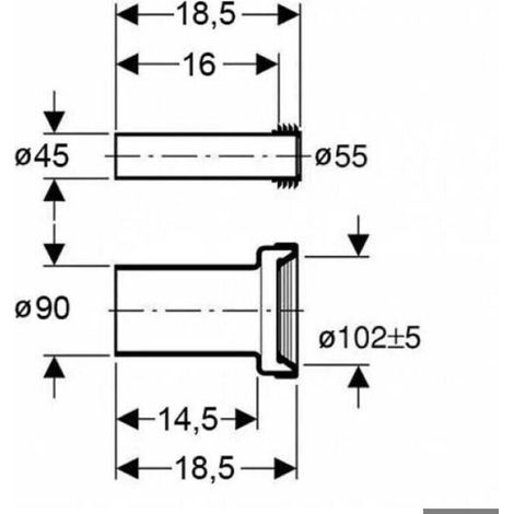Kit de raccordement pour WC suspendu – Longueur 18,5 cm – Diamètre d'évacuation 90 mm – Tube PE-HD et manchon PP (1/3)