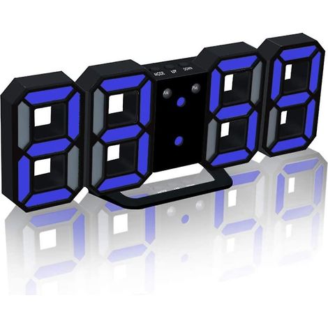 Réveil numérique 3D, horloge murale LED avec 3 niveaux de luminosité réglables, fonction snooze et variateur, facile à lire (1/3)