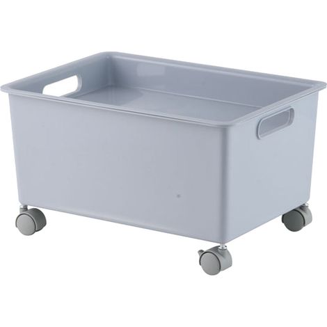 Panier de rangement à roulettes en polypropylène de qualité supérieure, robuste, portable et facile à déplacer, grande capacité, pour livres, vêtements et chaussures (gris). (1/5)