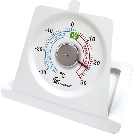 Thermomètre analogique pour réfrigérateur, freezer ou congélateur (à suspendre au réfrigérateur, congélateur, cave à vin, minibar, minimum -30 degrés, maximum 30 degrés, format rond) Bla (1/4)