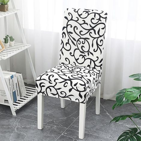 Set mit 2 Stretch-Stuhlhussen für Esszimmer, Küche, Hotel, Restaurant, Feierlichkeiten, Universalgröße (2 Stück, schwarz und weiß)