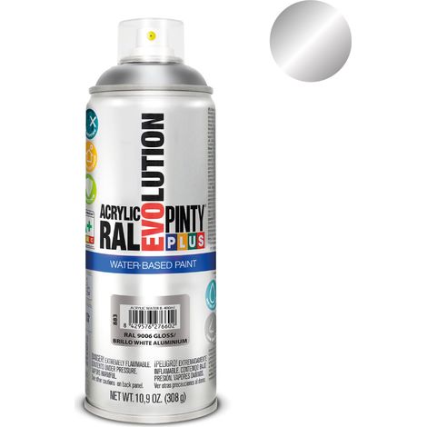 Pintura acrílica spray evolution water-based 520 cc ral 9006 aluminio blanco (1/2)