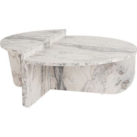 Couchtisch aus Holz "Orion" 90 x 60 x 30 cm - Freesia Marmor (1/5)