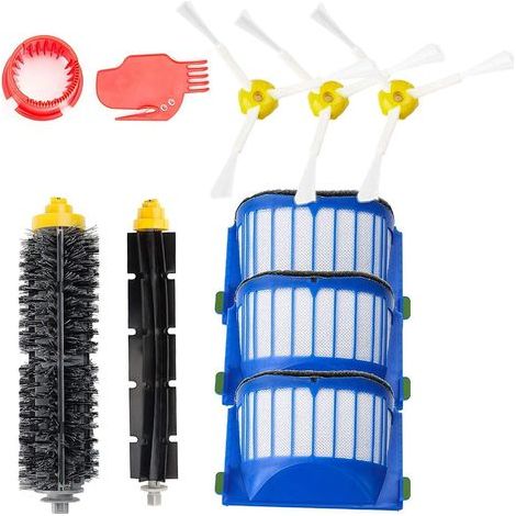 Replacement Filter And Brush Kit For Robot Vacuum Cleaner - Compatible With Roomba 600 Series Models - 3 Filter 1 Bristle Brush 1 Side Brush 1 Flexible Beater Brush 2 Cleaning Tool (1/4)
