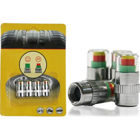 Moniteur de pression des pneus de voiture, 4 pièces, jauge, capteur d'alerte, indicateur, bouchons de valve (1/5)