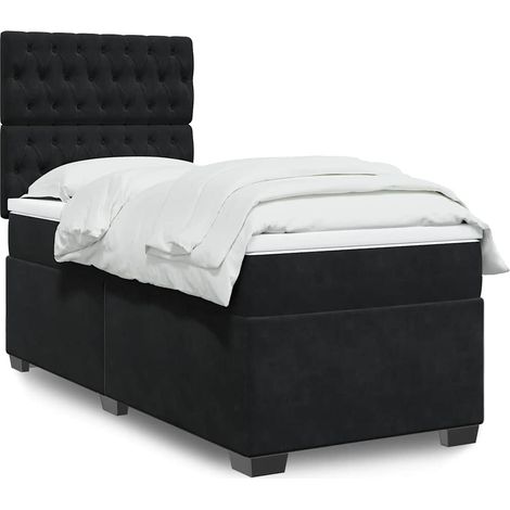 Cama box spring con colchón terciopelo negro 80x200 cm vidaXL (1/5)