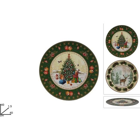 1 Pezzo Sottopiatto Natalizio Natale in Plastica 40 cm Vari Decori (1/2)