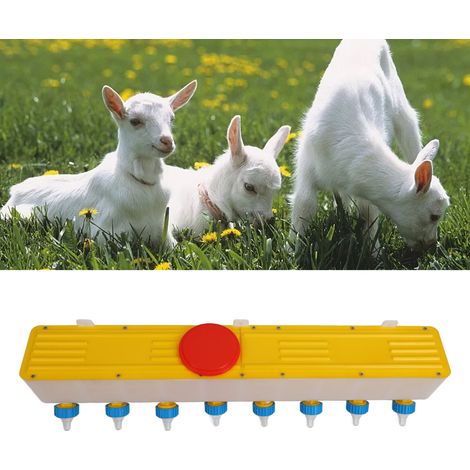 Biberón para terneros y ovejas con 8 tetinas de silicona, para montaje en pared, 10 l – Alimentación multiusos para animales jóvenes (1/5)