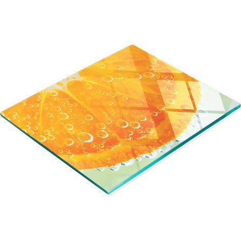 Tablero de vidrio decorativo multifuncional para cocina, color naranja, 60x52 cm.