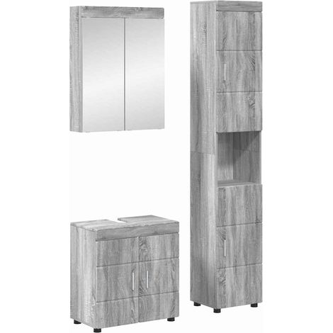 Badezimmermöbel-Set TULUM 3 pcs Graues Sonoma 60 x 34 x 63 cm