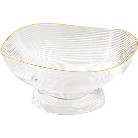 Bowl Sur Pied - Bol Rond Pour Fruits Et Snacks - Avec Orifices D'Egouttage - En PET Transparent - Usage Cuisine Comptoir Et Decoration Intérieure - 1 Pièce (1/5)