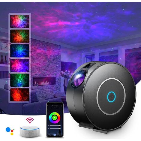 Projecteur Ciel Étoilé LED, Intelligent Projecteur Étoilé Veilleuse Projecteur Galaxie,Gradation/Contrôle vocal/Connexion WiFi/Minuterie,Chambre Décorer,Cadeau,Noël,Google Assistant (Noir) (1/5)