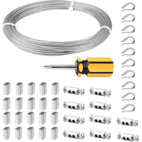 Cable de acero, kit de cables, apto para colgar luces, plantas, plantas trepadoras, tendederos, 30 metros (1/5)