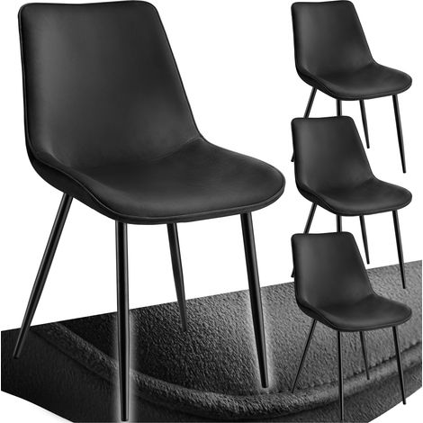 Lot 4 chaises assise ergonomique rembourrée aspect velours noir (1/5)