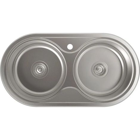 Evier cata r-2 double cuve insonorisé inox 85x45 cm (1/3)