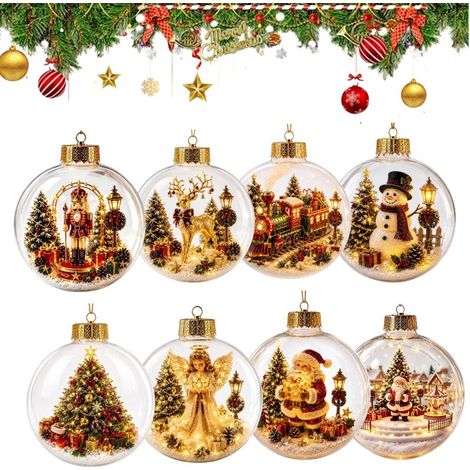 Irovami 8 décorations lumineuses « Histoire de Noël », scène de Noël miniature (1/5)