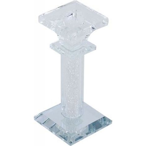 TrAdE Shop Traesio - Porta Candela Vetro Diamanti Candeliere Idea Regalo Bomboniera Cristallo 6x6x13 - (1/3)