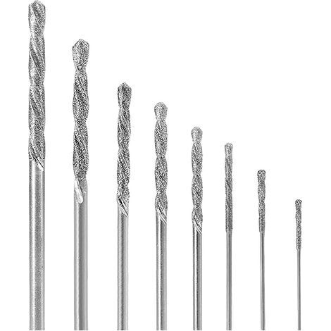 Set di 8 punte da trapano diamantate a spirale, misure da 0,8 mm a 3,0 mm, ideali per vetro, metallo, conchiglie, giada e perle, strumenti di foratura di alta precisione. (1/5)
