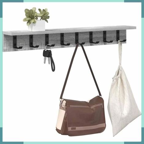 874368 Porte-manteau mural Gris Sonoma 80 x 10,5 x 10,5 cm (1/5)