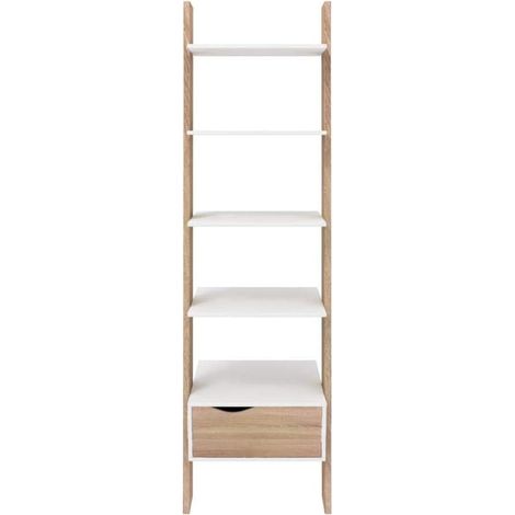 Libreria Oslo 4 Ripiani + 1 Cassetto 55x48x180 cm - Design Moderno e Retrò (1/4)