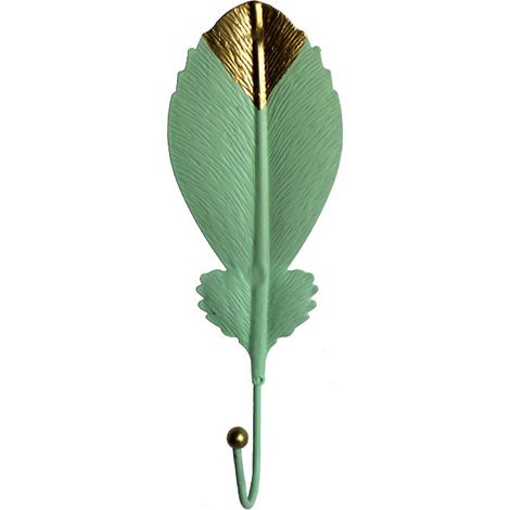 Lot de 6 mini patères murales en métal à motif de feuilles, idéales pour suspendre vêtements, sacs à main, foulards, clés, etc. - Vert (1/5)