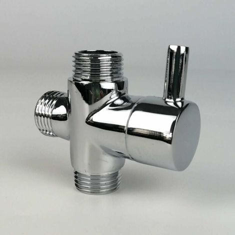YMYNY Umschaltventil, männlich, G1/2, Messing-Wasserhahn, T-Adapter, Chrom, Badezimmer-Duschhahn-Zubehör, Wasserumsteller, 3-Wege-Füllventil, männlich (1/4)