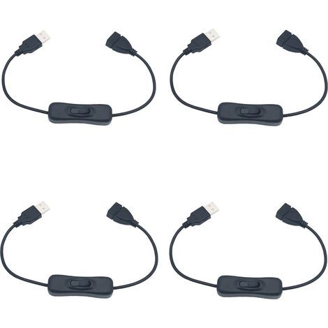 USB-Schalter, 4 Stück 30 cm USB-Verlängerungskabel mit Ein-/Ausschalter, kompatibel mit Dashcam, Schreibtischlampe, LED-Streifen (1/5)