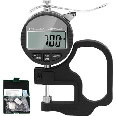 Jauge D'Épaisseur Numérique Micromètre, Micromètre Électronique Numérique, Plage De Mesure 0-12,7 Mm, Digital Lcd, Précision D'affichage 0,01 Mm, Avec Écran Lcd Pour Cuir, Papier Et Tissu