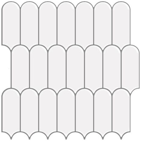 QORVA-Sticker mural 3D, blanc, 30,530,5 cm, une feuille, autocollant, épais, sticker décoratif imitation carrelage céramique pour cuisine et salle de bain.