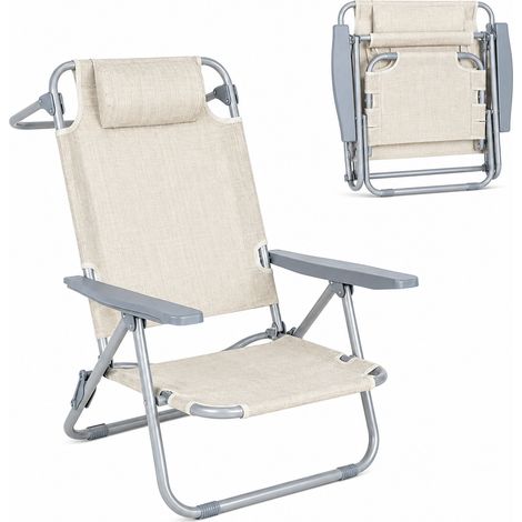 Silla Plegable Reclinable Con Reposacabezas Portátil (1/5)