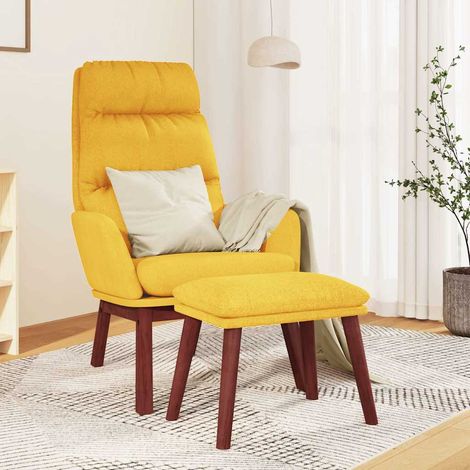 vidaXL Chaise de détente et repose-pied Jaune moutarde Tissu (1/5)