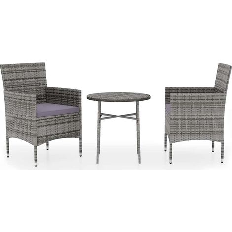 Maison Exclusive - 3-tlg. Garten-Essgruppe Poly Rattan Grau (1/5)