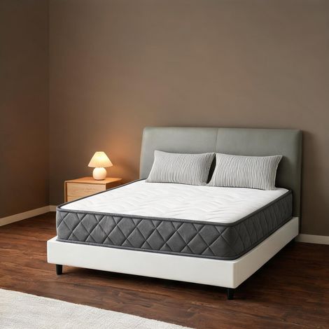 Matelas coloris blanc gris en polyester 160 x 200 x 20 cm (1/5)