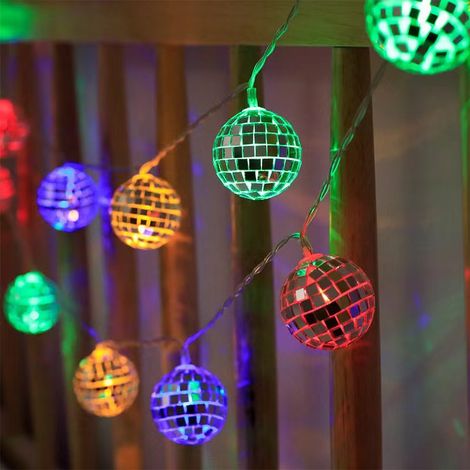 LED-Lichterkette mit Spiegelflächen-Kugeln 4cm, 6m 40 Lampen USB, bunte Innendekoration für Schlafzimmer, Bar, Weihnachten und Feiern-lsw (1/2)