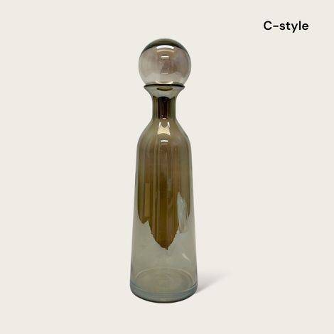 Lot de 3 Bouteilles Décoratives en Verre Ambré Nacré avec Couvercles Amovibles Marron - PANGIVO (1/5)