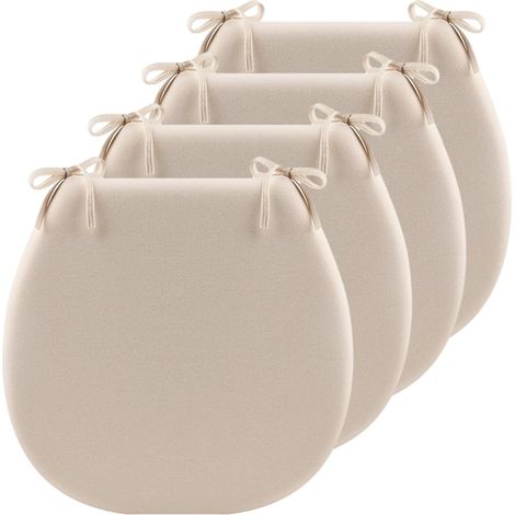 Lot de 4 coussins chaise coton beige 42x44 cm, attaches, antidérapants, salle à manger/déco (1/3)